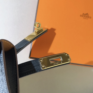 Hermes Kelly Buckle Leather Belt Black