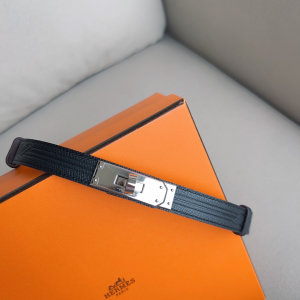 Hermes Kelly Buckle Leather Belt Black