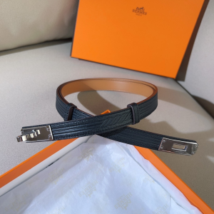 Hermes Kelly Buckle Leather Belt Black