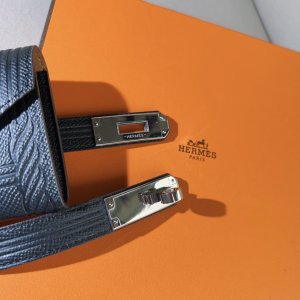 Hermes Kelly Buckle Leather Belt Black