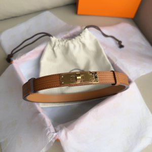 Hermes Kelly Buckle Leather Belt Brown