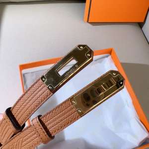 Hermes Kelly Buckle Leather Belt Brown