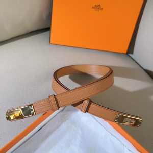 Hermes Kelly Buckle Leather Belt Brown