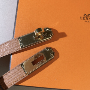 Hermes Kelly Buckle Leather Belt Brown