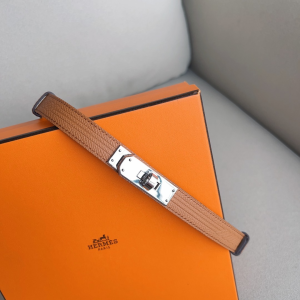 Hermes Kelly Buckle Leather Belt Brown