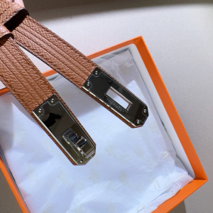 Hermes Kelly Buckle Leather Belt Brown