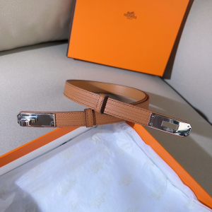 Hermes Kelly Buckle Leather Belt Brown