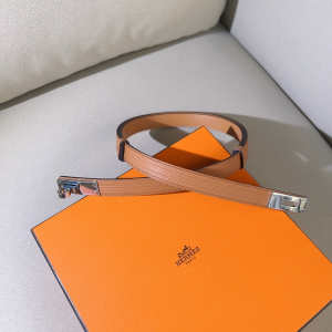 Hermes Kelly Buckle Leather Belt Brown