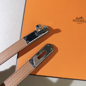 Hermes Kelly Buckle Leather Belt Brown