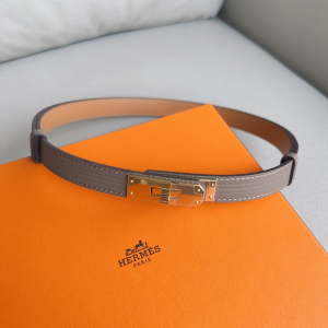 Hermes Kelly Buckle Leather Belt Gray