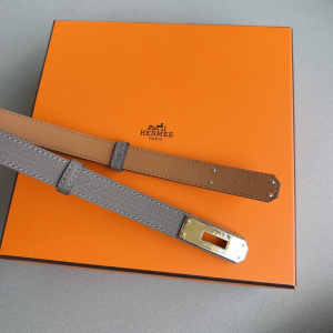 Hermes Kelly Buckle Leather Belt Gray