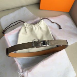 Hermes Kelly Buckle Leather Belt Gray