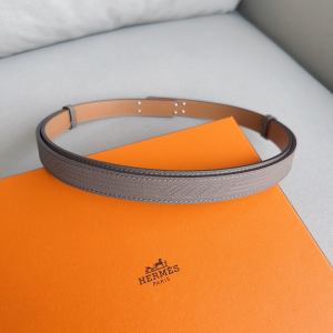 Hermes Kelly Buckle Leather Belt Gray
