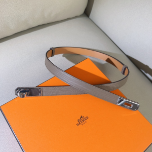 Hermes Kelly Buckle Leather Belt Gray