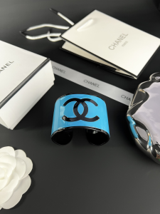 Chanel CC Logo PVC Bangle Bracelet Blue