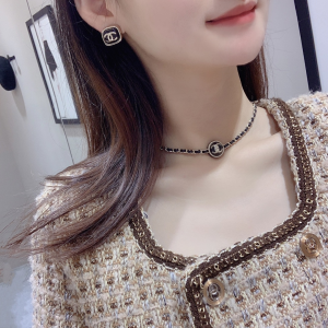 Chanel CC Logo Square Earrings Black