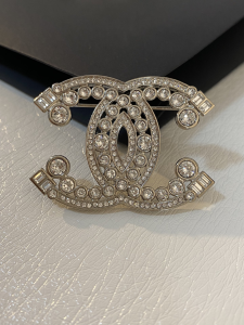 Chanel Crystals CC Logo Brooch