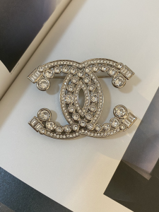 Chanel Crystals CC Logo Brooch