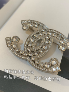 Chanel Crystals CC Logo Brooch