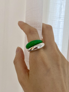 Bottega Veneta Spine Rings Green