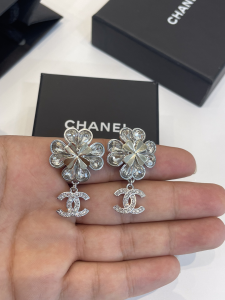Chanel Crystal CC Flower Earrings