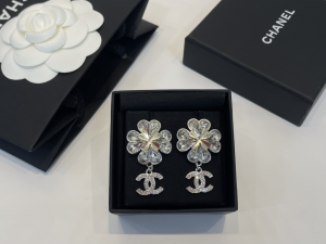 Chanel Crystal CC Flower Earrings