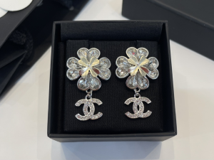 Chanel Crystal CC Flower Earrings