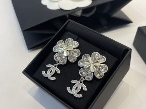 Chanel Crystal CC Flower Earrings