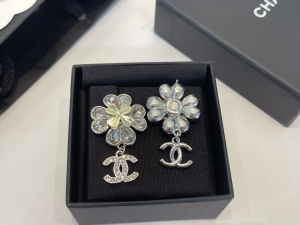 Chanel Crystal CC Flower Earrings