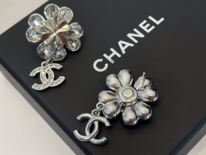 Chanel Crystal CC Flower Earrings