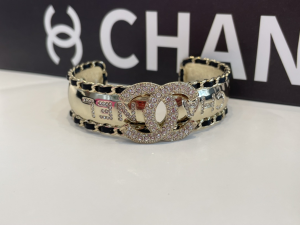 Chanel Crystals CC Gold Bangle Bracelet