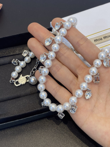Miu Miu Pearl and Crystals Necklace