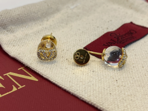 Valentino Crystal Vlogo Earrings