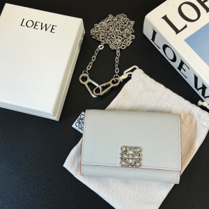 Loewe Anagram Wallet on Chain Coin Purse Wallet Gray Leather Loewe Anagram Wallet on Chain Coin Purse Wallet Gray Leather