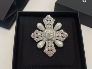 Chanel Crystal CC Cross Brooch