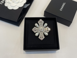 Chanel Crystal CC Cross Brooch