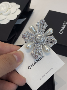 Chanel Crystal CC Cross Brooch