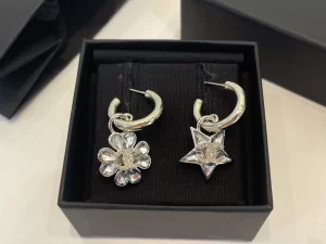 Chanel Crystal CC Flower Earrings