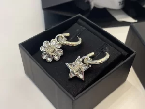 Chanel Crystal CC Flower Earrings