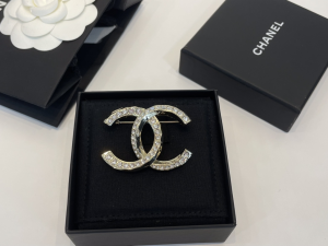 Chanel Crystal CC Logo Brooch