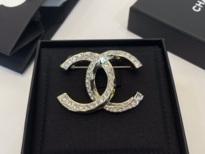 Chanel Crystal CC Logo Brooch