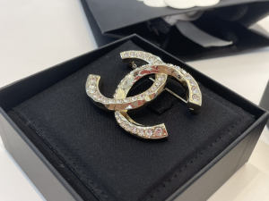 Chanel Crystal CC Logo Brooch
