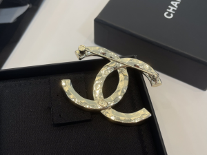 Chanel Crystal CC Logo Brooch