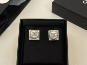 Chanel Crystal CC Square Earrings