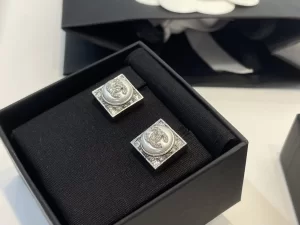 Chanel Crystal CC Square Earrings