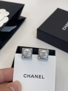 Chanel Crystal CC Square Earrings