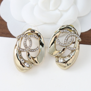 Chanel Crystals CC Yellow Gold Earrings