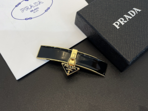 Prada Metal Hair Clip Black Gold