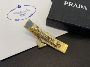 Prada Metal Hair Clip Black Gold