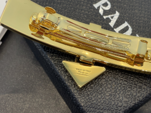 Prada Metal Hair Clip Black Gold